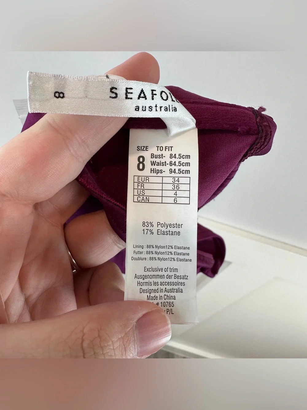 NWOT Seafolly Purple Vacation Beach Bustier Bandeau Swim Bikini Top Size 4